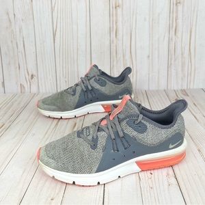 Nike Air Max Womens Size 8.5 Sequent 3 Gray Pink Lace Up Low Top Sneaker Shoes